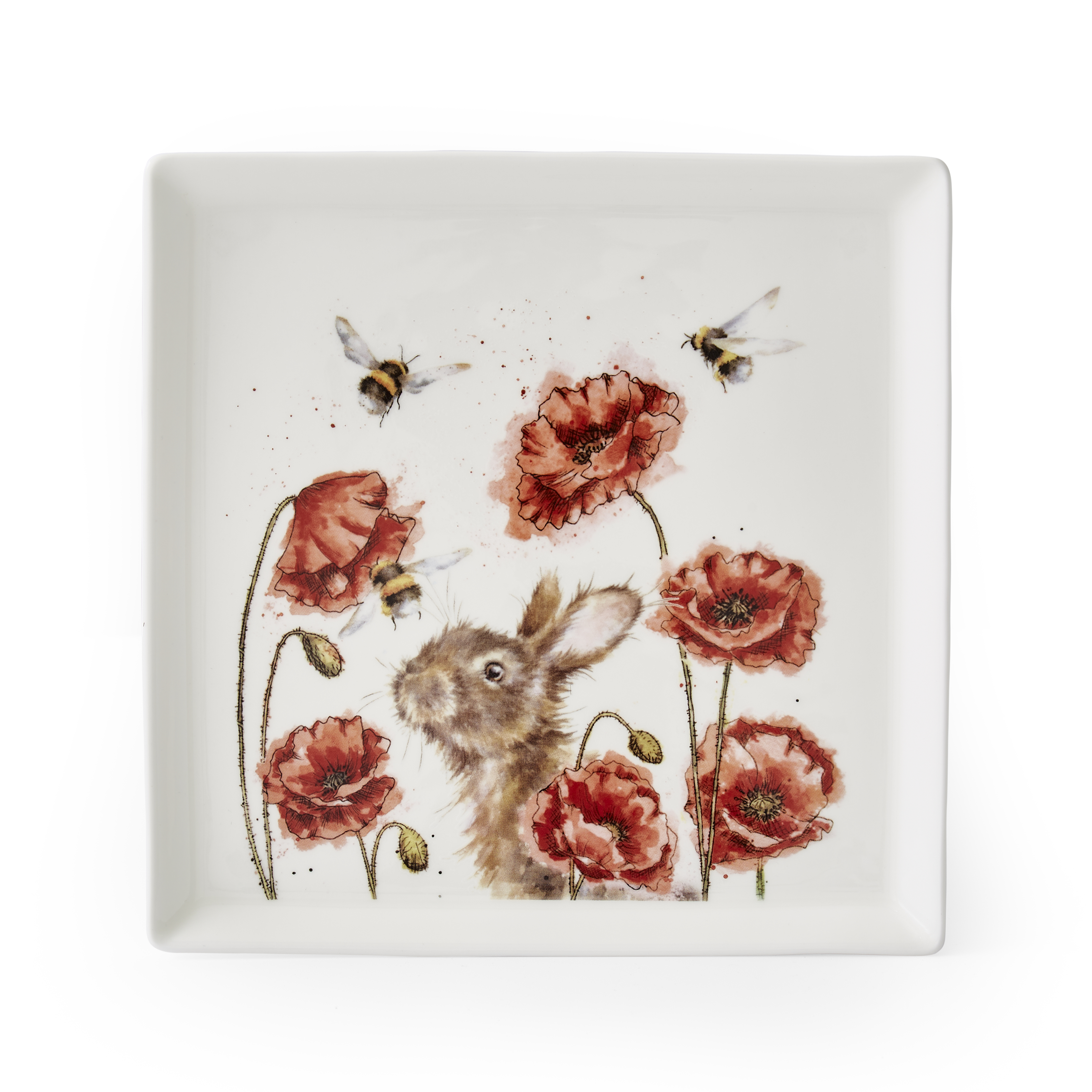 Wrendale Designs Let It Bee Square 9 Inch Plate, Rabbit image number null